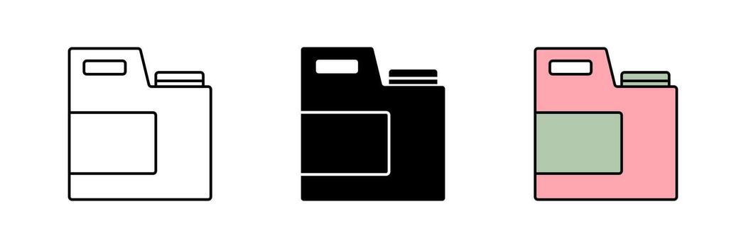 detergente botella icono colocar, detergente envase simbolos moderno diseño aislado en blanco antecedentes. vector