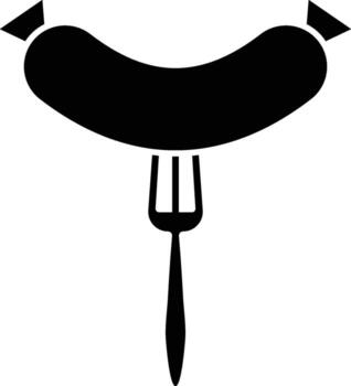 sausage, fork icon. Simple glyph element of Food icons set for UI and UX, website or mobile application on white background vector