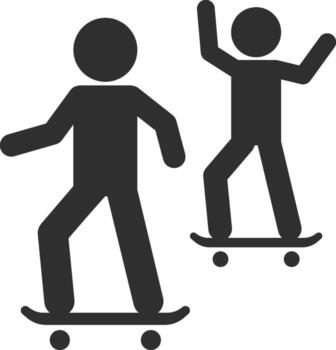 amigos patineta icono. sencillo glifo de amistad conjunto íconos para ui y ux, sitio web o móvil solicitud en blanco antecedentes vector