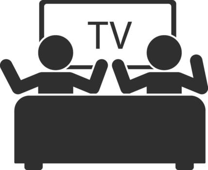 acecho televisión con un amigo icono. sencillo glifo de amistad conjunto íconos para ui y ux, sitio web o móvil solicitud en blanco antecedentes vector