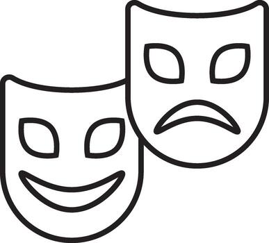 Mardi gras, comedy and tragedy masks icon. Simple thin line, outline of Mardi Gras icons for UI and UX, website or mobile application on white background vector
