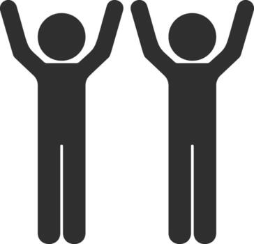 amigos elevado su manos icono. sencillo glifo de amistad conjunto íconos para ui y ux, sitio web o móvil solicitud en blanco antecedentes vector