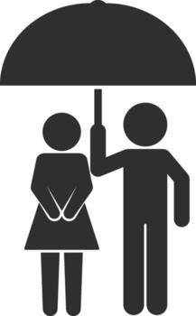 Help a friend, a friend holds an umbrella icon. Simple glyph of friendship set icons for UI and UX, website or mobile application on white background vector