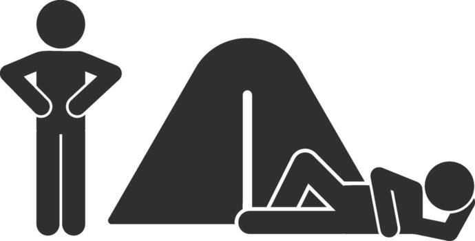 cámping con un amigo icono. sencillo glifo de amistad conjunto íconos para ui y ux, sitio web o móvil solicitud en blanco antecedentes vector