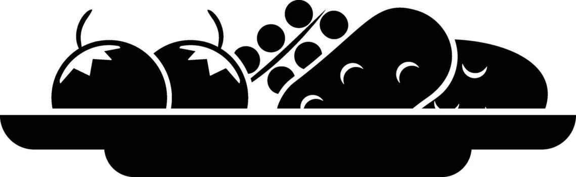 verduras, frutas, plato icono. sencillo glifo elemento de comida íconos conjunto para ui y ux, sitio web o móvil solicitud en blanco antecedentes vector