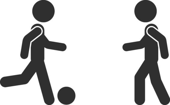 Friends play football icon. Simple glyph of friendship set icons for UI and UX, website or mobile application on white background vector