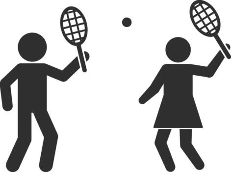 The game of tennis with a friend icon. Simple glyph of friendship set icons for UI and UX, website or mobile application on white background vector