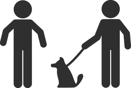Friends are walking a dog icon. Simple glyph of friendship set icons for UI and UX, website or mobile application on white background vector