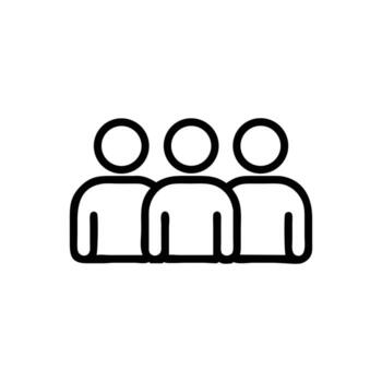 Art of minimalist outline icon of a group of people, representing teamwork, collaboration, and community engagement vector