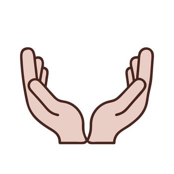 Two cupped hands holding something unseen open palms vector
