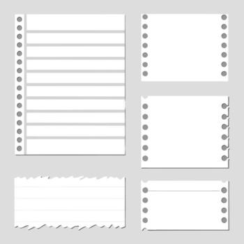 Collection of Torn and Ripped Paper Sheets with Lines and Perforations vector