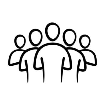 Art of a group of five people icon, symbolizing teamwork, collaboration, and community, perfect for websites and presentations vector