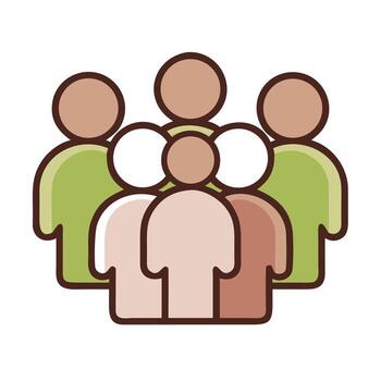 Art of a diverse group of people standing together, representing teamwork, community, and social connection vector