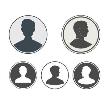 Five Minimalist Gray and White User Profile Icons user icon vector