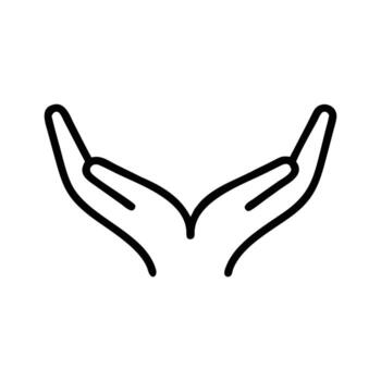 Cupped hands outline icon open palms up vector