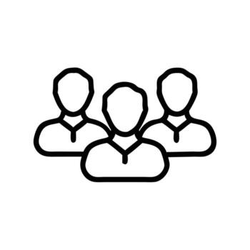 Art of team of people outline icon symbolizing collaboration, community, and group dynamics, ideal for business and social media vector