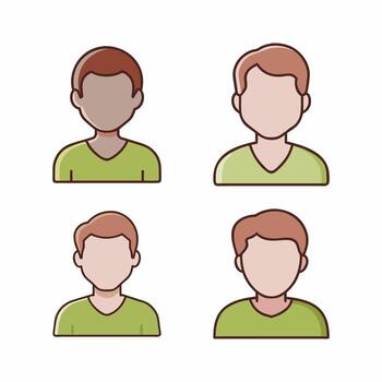 Art of set of four different avatar icons for user profiles, representing diverse individuals for website or application design vector