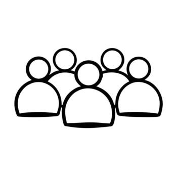 Art of a group of six people icon, representing collaboration, teamwork, and community, perfect for websites and presentations vector