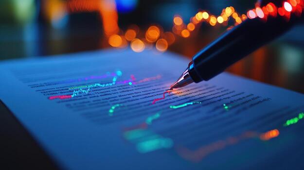 Document analysis with highlighted data photo