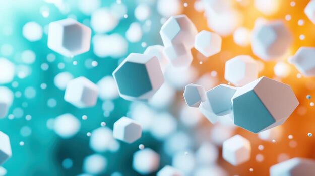 3d rendering of white cubes floating in a colorful background photo