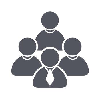 Art of a team of business people with a leader, representing management hierarchy and organizational structure, symbolizing corporate leadership vector