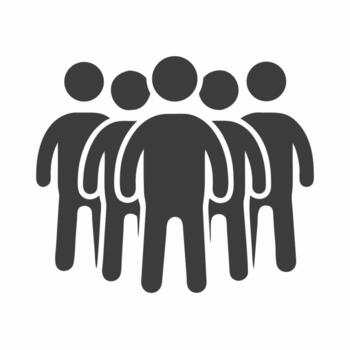 Art of a group of people standing together, representing a team, community, or organization, symbolizing unity and cooperation vector