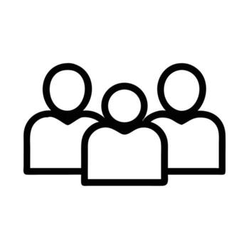 Art of group of three people icon, representing teamwork, community, and social connection in a simple and minimalist design vector