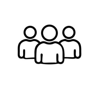 Art of a group of three people standing together, representing teamwork, collaboration, and community vector