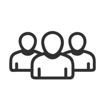 Art of simple outline icon of a group of people, symbolizing teamwork, community, and social connections in a minimalist design vector