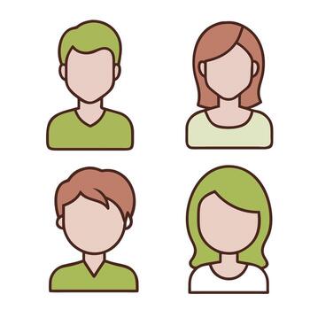Art of diverse group of faceless avatars representing various people, perfect for user profiles, social media, and website interfaces vector
