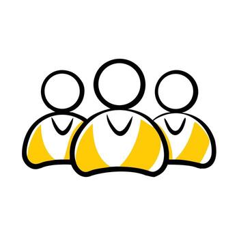 Art of a group of three people icon representing teamwork, collaboration, and community engagement in a simple and modern design vector