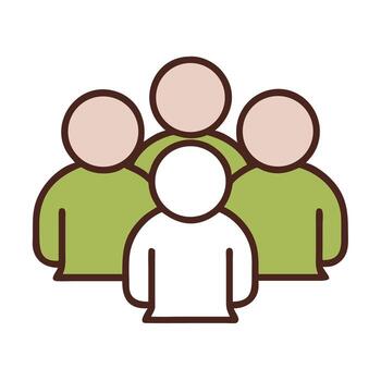 Art of a team of people standing together, with green shirts, , symbolizing unity, collaboration, and a strong sense of community vector