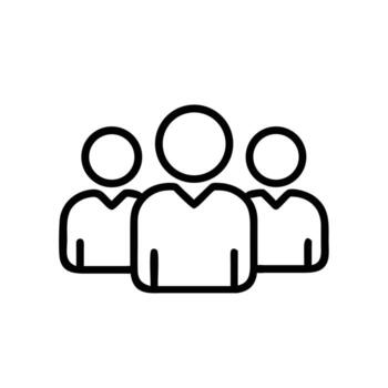 Art of group of three people icon, symbolizing teamwork, community, and social connection in a simple and minimalist design vector