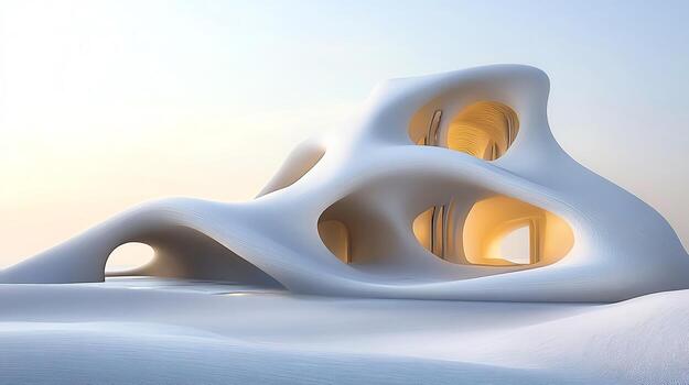 Unique abstract architecture, white isolate background. photo