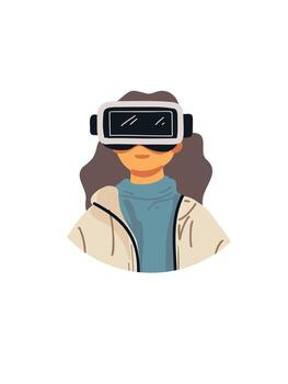 Person wearing virtual reality headset vector
