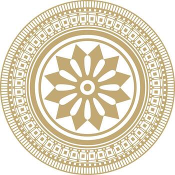round Assyrian gold ornament. Circle, border, frame of Mesopatamia Pattern, ring ancient East vector