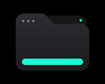 Minimal File Folder Design with Status Bar. Futuristic Dark Theme Folder with Progress Line vector