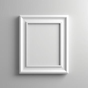 Rectangular white wall picture or photo frame mockup isolated on light gray background. Banner or poster template, decorative design element.