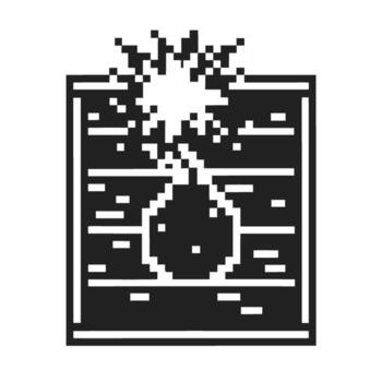 Pixelated bomb explosion iconretro 8 bit symbol, digital detonation, classic computer game element, pixel art graphic vector