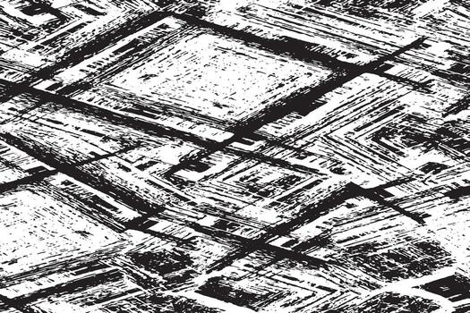 Abstract Grunge Geometric Square Pattern in Black and White vector