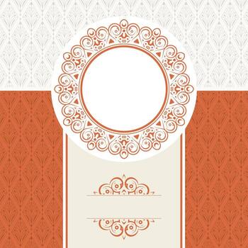 Elegant Ornate Circle Frame with Seamless Damask Pattern Decorative Background vector