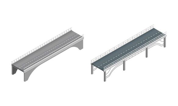 Isometric view of a bridge over a river vector