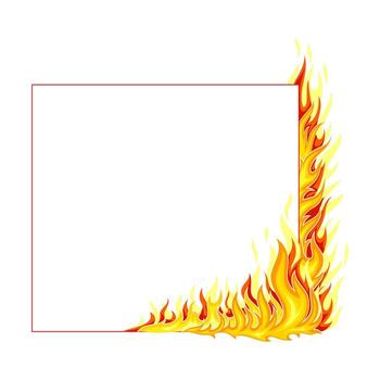 A square frame with fire on it vector
