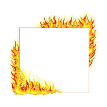 A square frame with flames on it vector