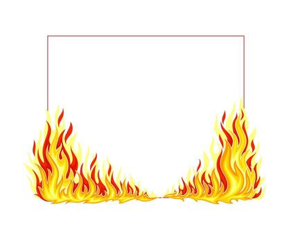 A frame with flames on it and a white background vector