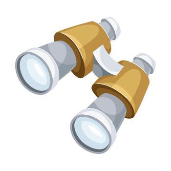 Binoculars or Field Glasses as Two Refracting Telescopes for Viewing Distant Object Illustration vector