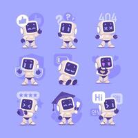 A set of robot icons with different expressions vector