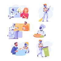 Robot workers, robot workers, robot workers, robot workers, robot workers, robot workers, vector
