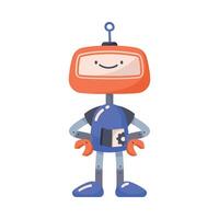 A cartoon robot with a tablet and a smile vector