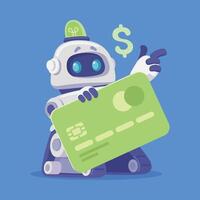 Robot and Modern Electronic Humanoid Machine with Plastic Card Illustration vector